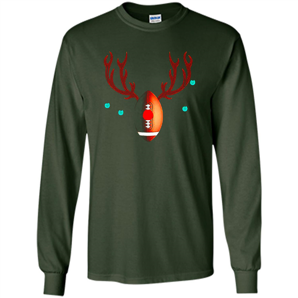Football Christmas Shirt Reindeer Christmas Football Funny - Long Sleeve T-Shirt
