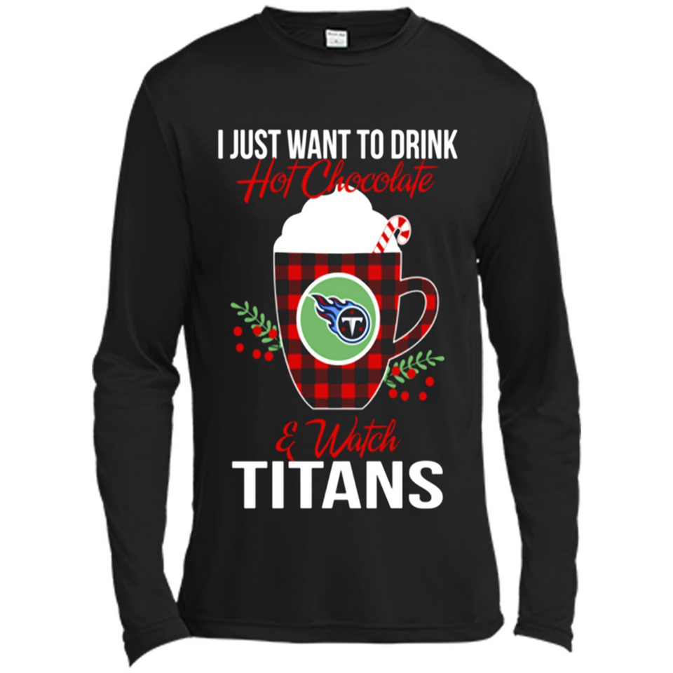I Just Want To Drink Hot Chocolate & Watch Tennessee Titans Ugly Christmas Sweater PINGPONG
