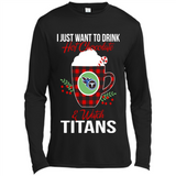 I Just Want To Drink Hot Chocolate & Watch Tennessee Titans Ugly Christmas Sweater PINGPONG