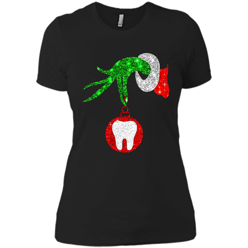 Christmas Nurse Grinch hand holding clinic dental ornament - Ladies' Boyfriend T-Shirt