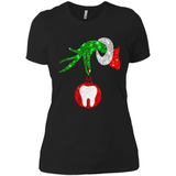 Christmas Nurse Grinch hand holding clinic dental ornament - Ladies' Boyfriend T-Shirt