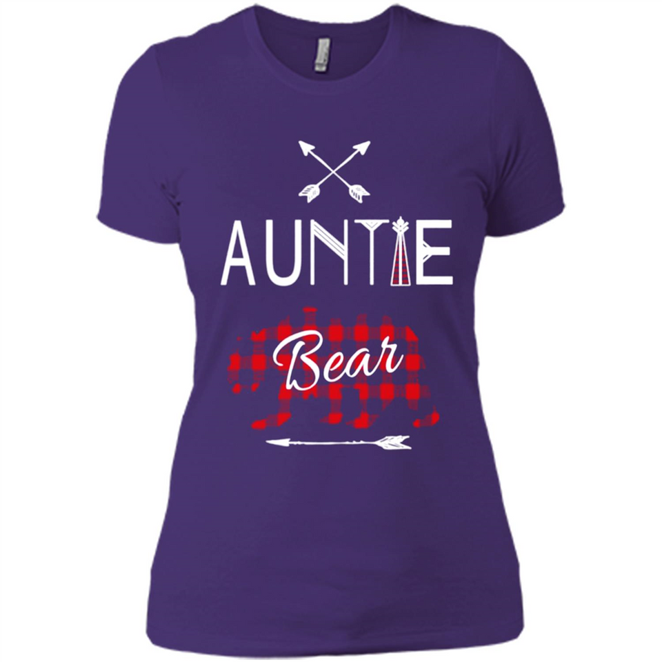 Aunt Shirt Buffalo Plaid Family Camp Bear Tee - Ladies' Boyfriend T-Shirt