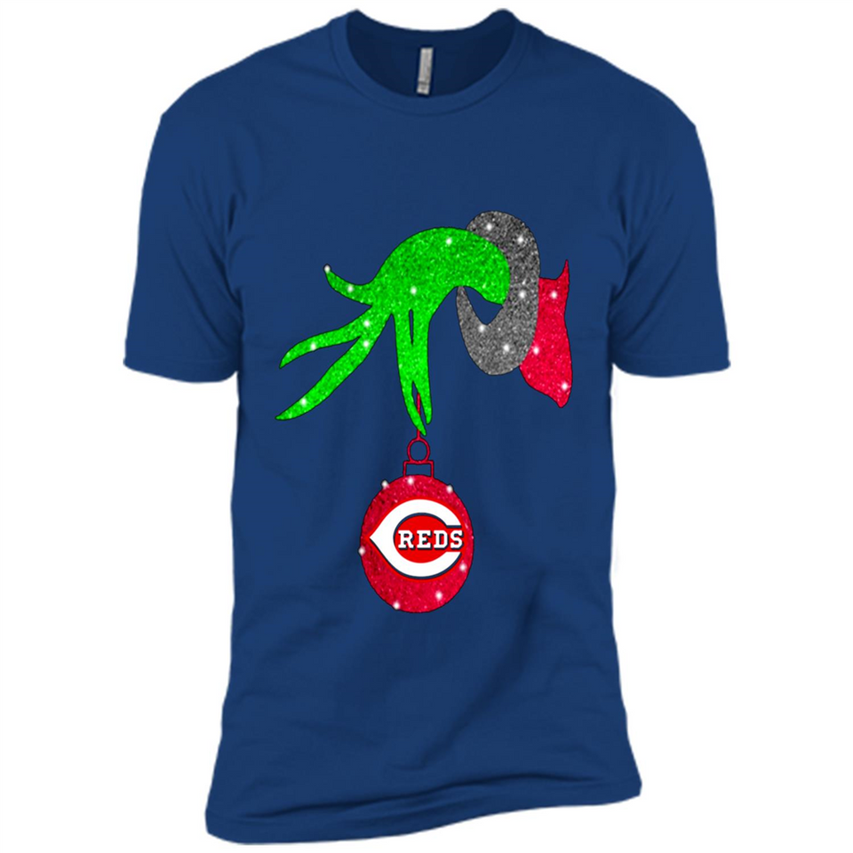 GRINCH HAND HOLDING CINCINNATI REDS GLITTER CHRISTMAS PINGPONG