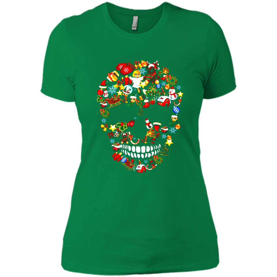 Skull Christmas Decorations Merry Xmas T-Shirt - Ladies' Boyfriend T-Shirt
