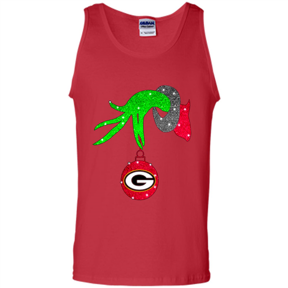 GRINCH HAND HOLDING GREEN BAY PACKERS GLITTER CHRISTMAS PINGPONG