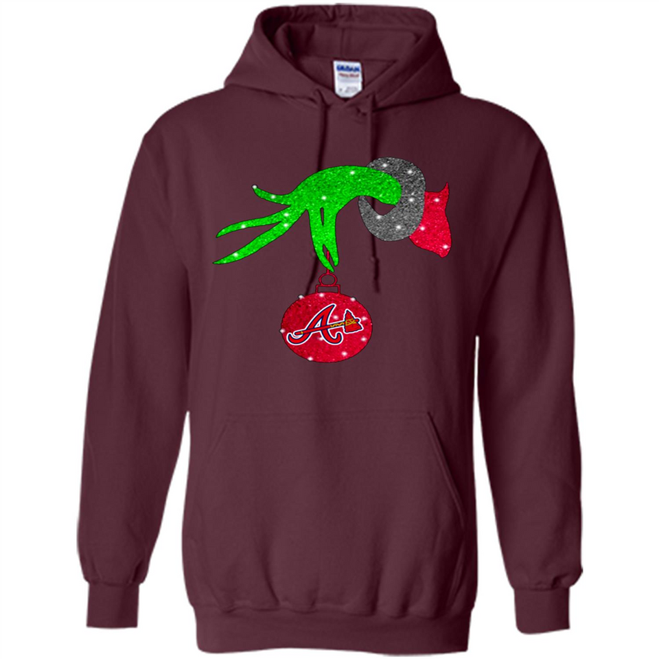 GRINCH HAND HOLDING ATLANTA BRAVES GLITTER CHRISTMAS PINGPONG