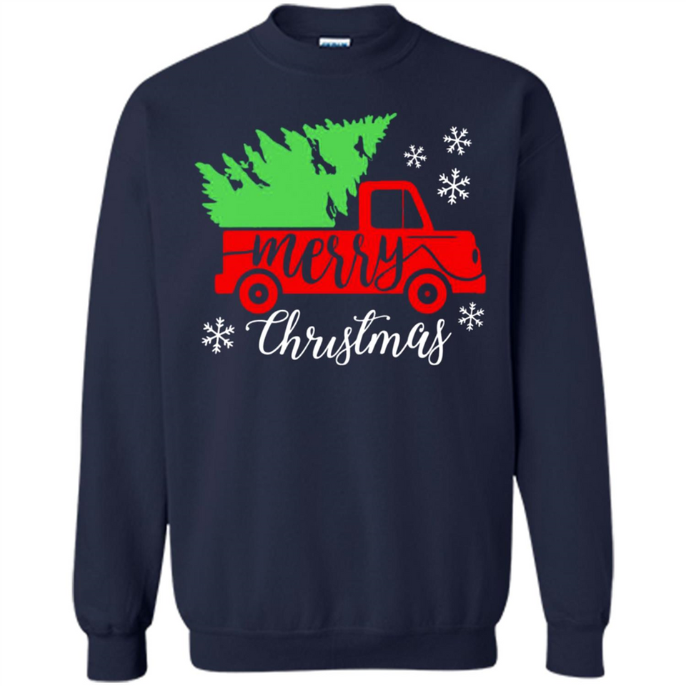 Vintage Christmas Classic Truck T-Shirt with Snow and Tree