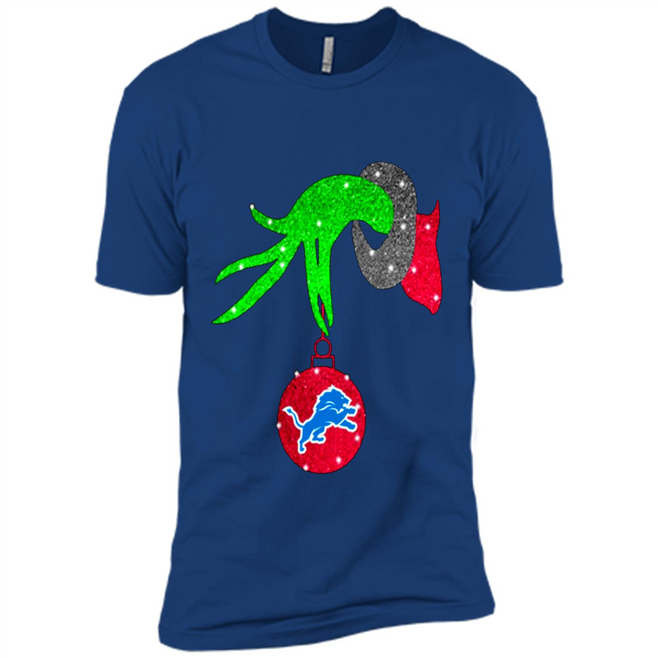 GRINCH HAND HOLDING DETROIT LIONS GLITTER CHRISTMAS PINGPONG