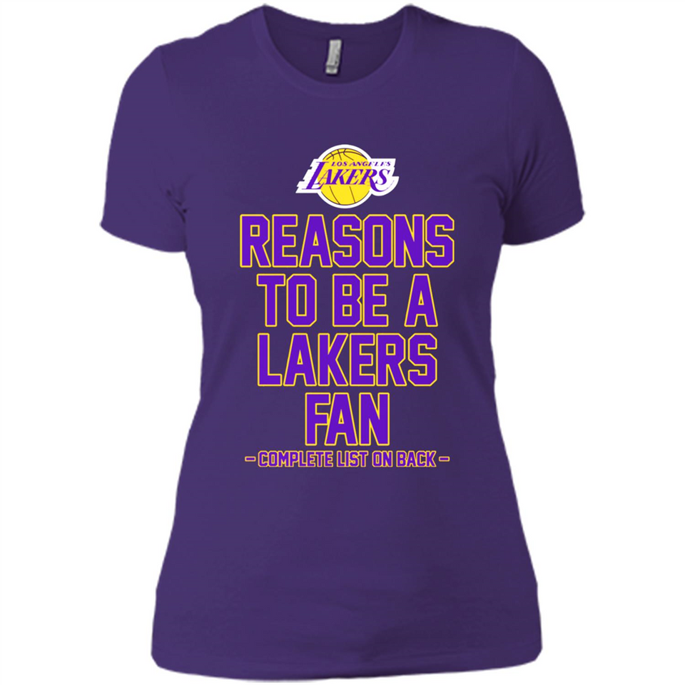 Reasons to be a Los Angeles Lakers Fan Complete List on Back - Ladies' Boyfriend T-Shirt