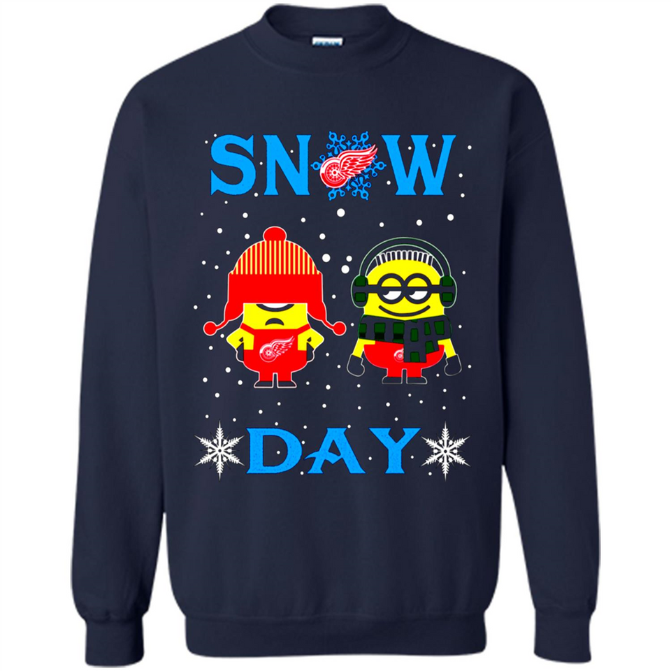 Snow Day Shirt For Detroit Red Wings Vs Minion Fans pingpong
