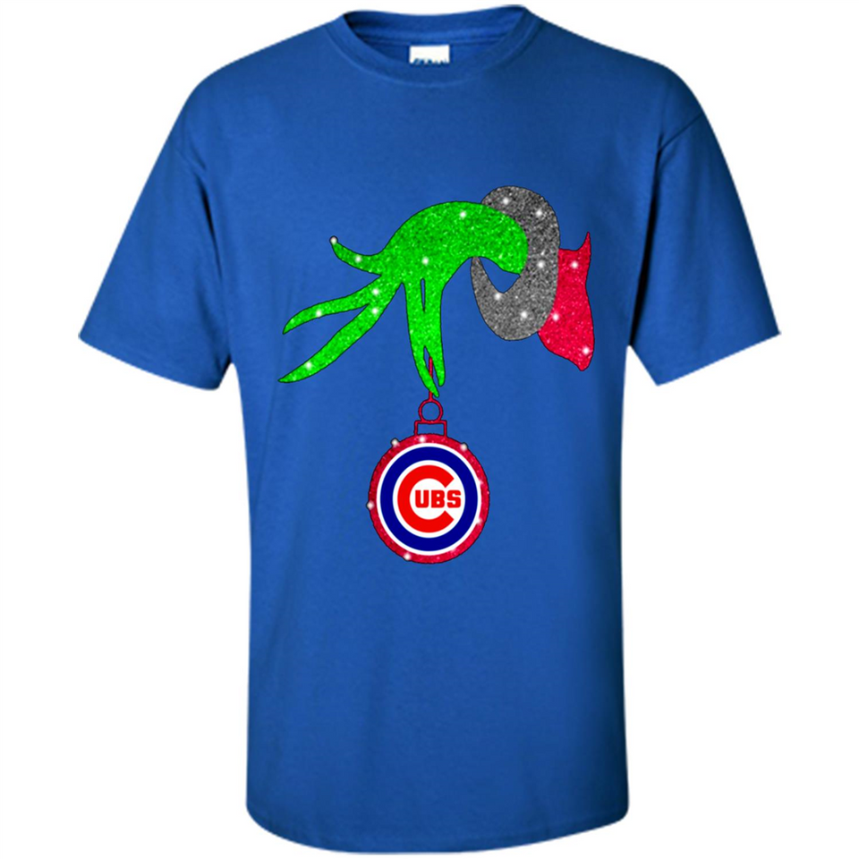 GRINCH HAND HOLDING CHICAGO CUBS GLITTER CHRISTMAS PINGPONG