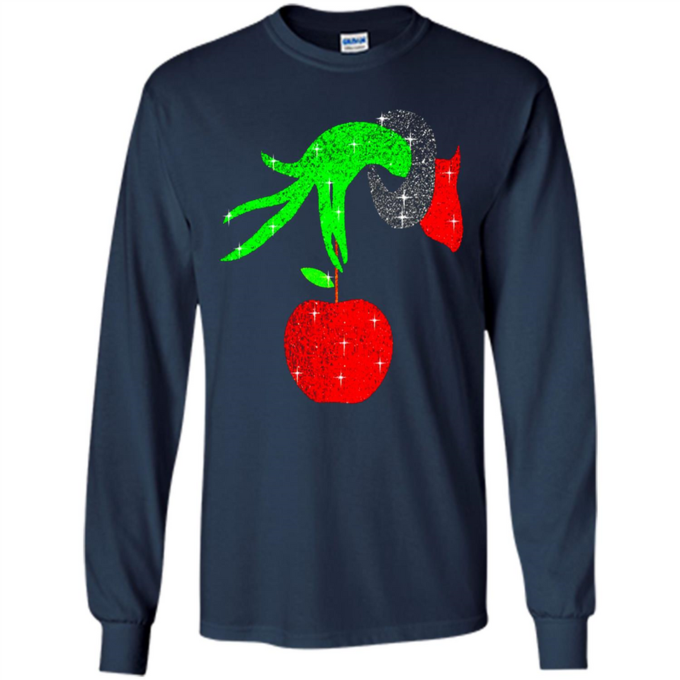 Christmas The Grinch Hand Holding Apple Ornament sweater - Long Sleeve T-Shirt