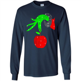 Christmas The Grinch Hand Holding Apple Ornament sweater - Long Sleeve T-Shirt