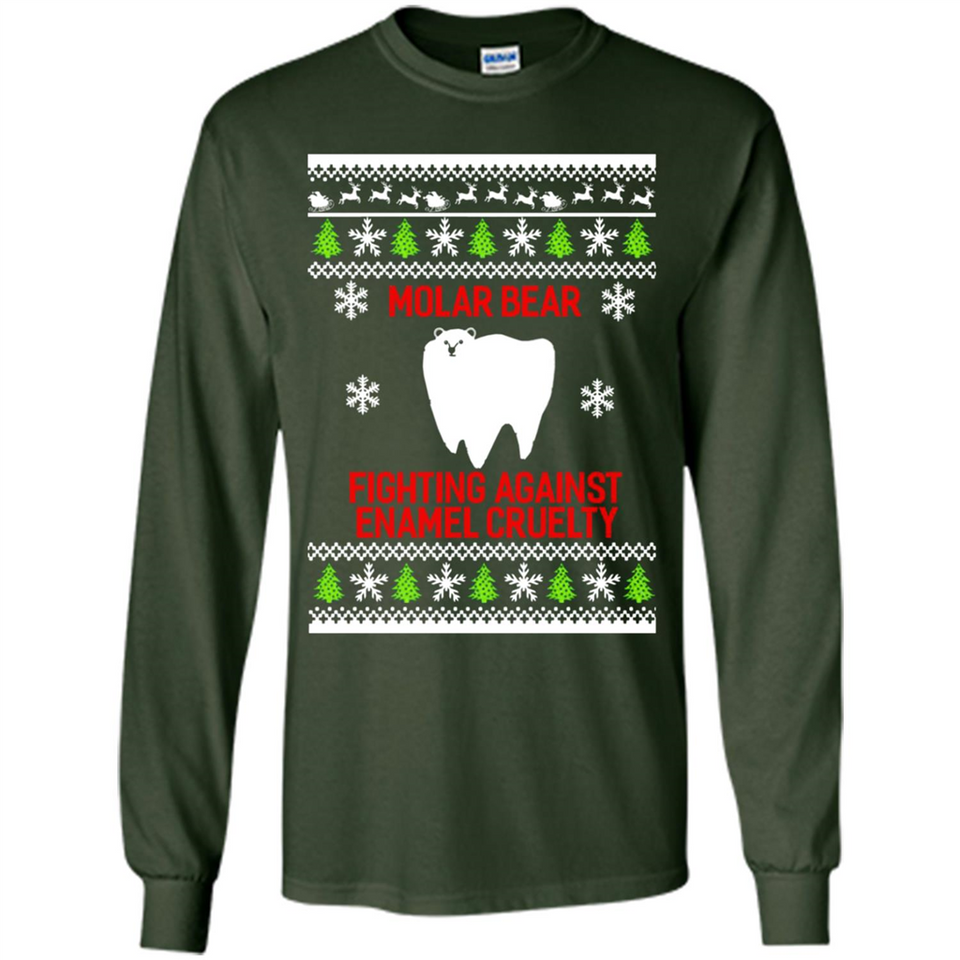 Molar bear fighting against enamel cruelty Christmas - Long Sleeve T-Shirt