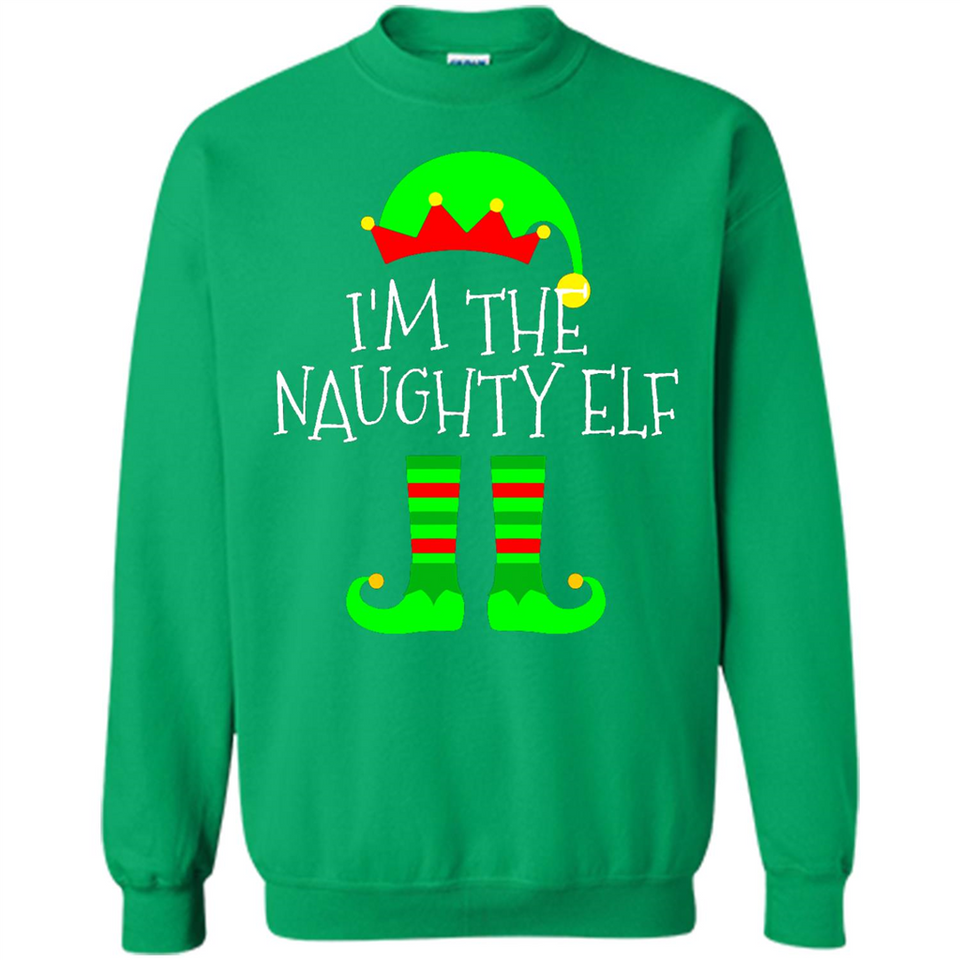 Matching Family Christmas Shirt Funny I'm The Naughty Elf Black mugs PINGPONG - Sweatshirt