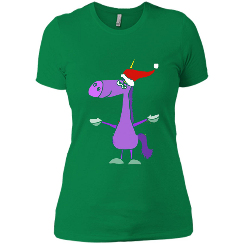 Funny Christmas Unicorn in Santa Hat - Ladies' Boyfriend T-Shirt
