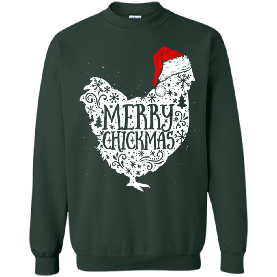 Chicken Christmas T Shirt Merry Chickmas Santa Claus Gifts - Sweatshirt