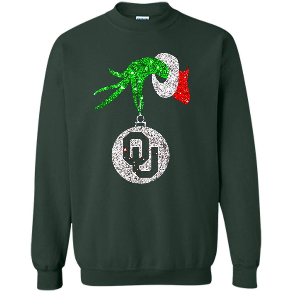 Amazing tee Oklahoma Sooners Glitter Grinch Monogram Ornament Christmas Gift - Sweatshirt