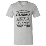 Don't Mess With Me My Grandma Is Crazy And She Will Slap You - Canvas Unisex V-Neck