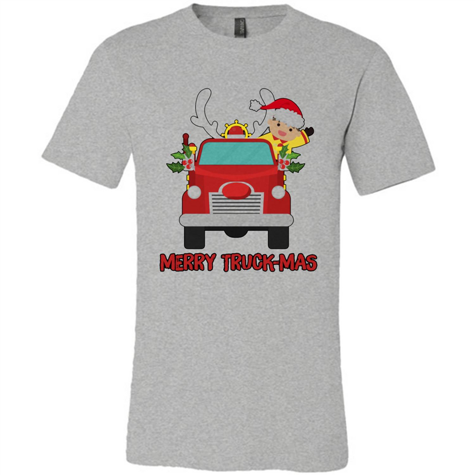 Merry Truck-Mas Christmas Fire Truck Cute Reindeer Sporty - Canvas Unisex T-Shirt