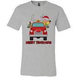 Merry Truck-Mas Christmas Fire Truck Cute Reindeer Sporty - Canvas Unisex T-Shirt