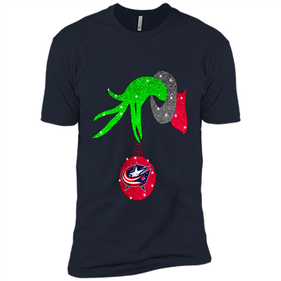 GRINCH HAND HOLDING COLUMBUS BLUE JACKETS GLITTER CHRISTMAS PINGPONG