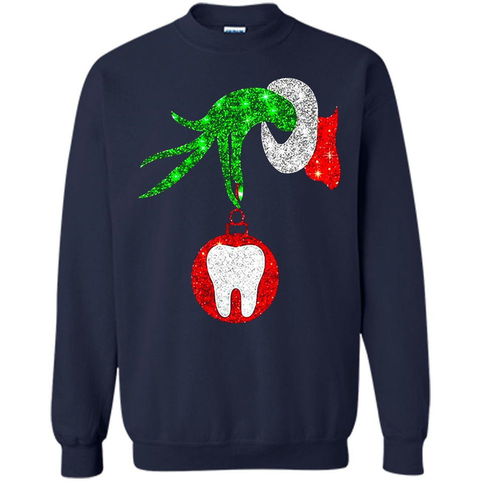 Christmas Nurse Grinch hand holding clinic dental ornament - Sweatshirt