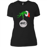 Funny Seattle Seahawks Glitter Grinch Monogram Ornament Christmas Gift - Ladies' Boyfriend T-Shirt