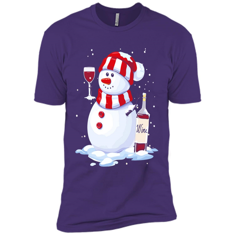 Cute Snowman drink Red Wine Christmas - Premium Short Sleeve T-Shirt