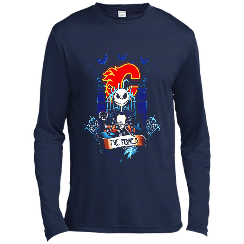 Calgary Flames Halloween The Nightmare Before Christmas - Canvas Long Sleeve T-Shirt
