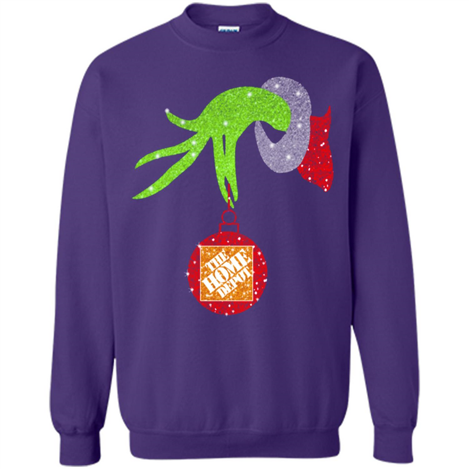 Grinch hand holding Logo HomeDepot Glitter Christmas - Sweatshirt