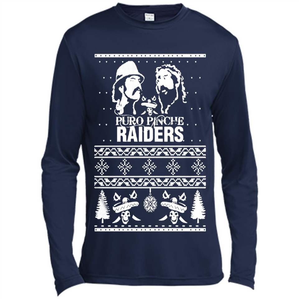 Puro Pinche Raiders Ugly Christmas Sweater - Canvas Long Sleeve T-Shirt