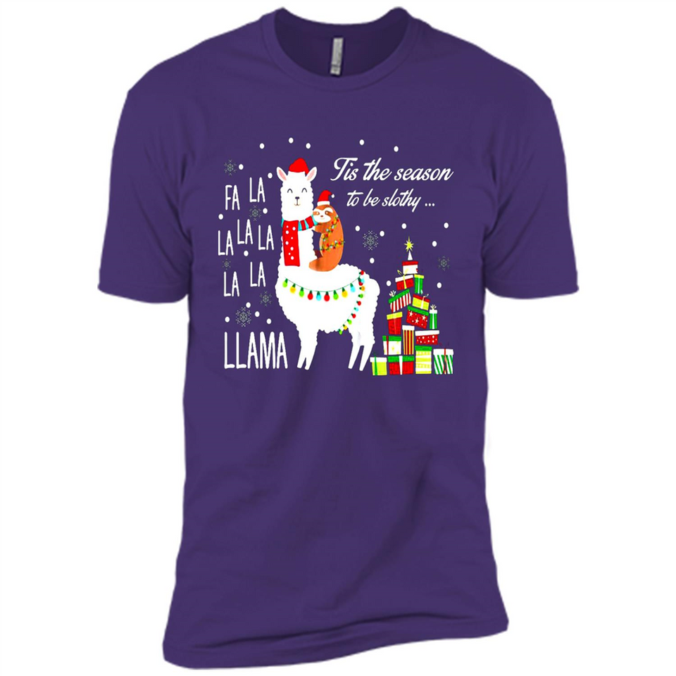 Llama Tis the season to be slothy Christmas sweatshirt PINGPONG - Premium Short Sleeve T-Shirt