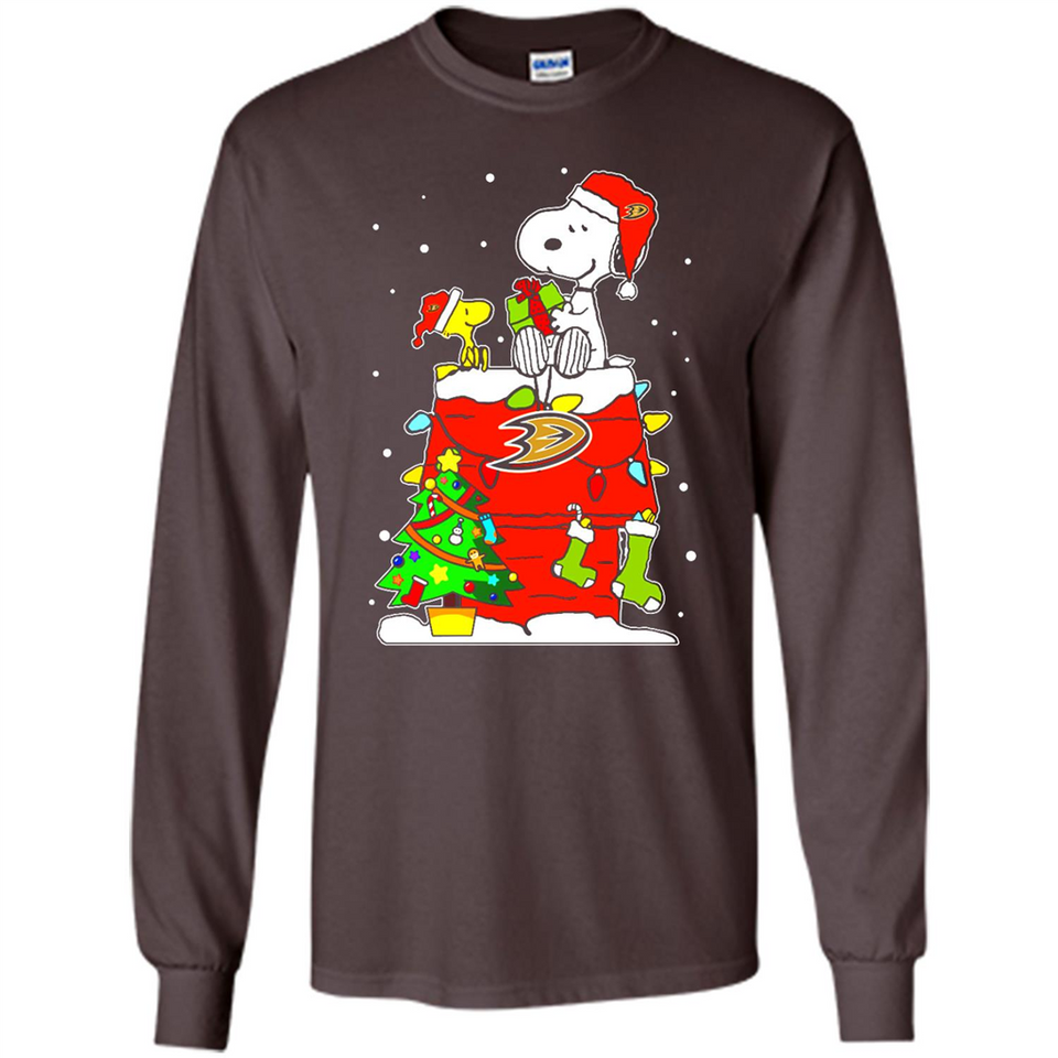 Anaheim Ducks Snoopy Ugly Christmas Sweaters - Long Sleeve T-Shirt