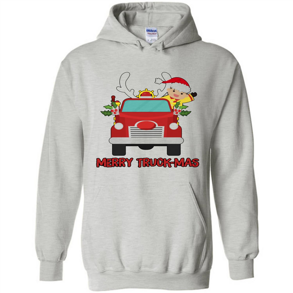 Merry Truck-Mas Christmas Fire Truck Cute Reindeer Sporty - Hoodie
