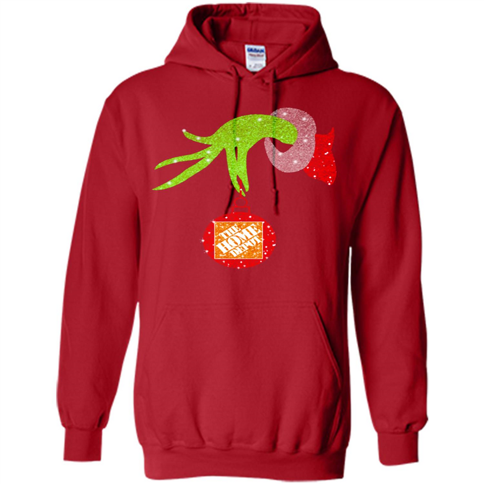 Grinch hand holding Logo HomeDepot Glitter Christmas - Hoodie