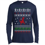 Dinosaur and Santa Ugly Christmas Sweater - Canvas Long Sleeve T-Shirt