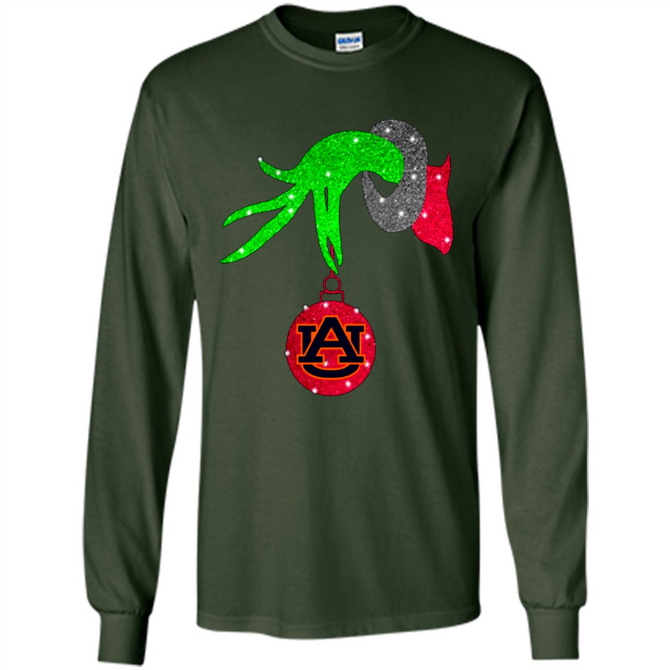 GRINCH HAND HOLDING AUBURN TIGERS GLITTER CHRISTMAS PINGPONG