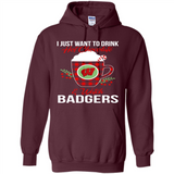 I Just Want To Drink Hot Chocolate & Watch Wisconsin Badgers Ugly Christmas Sweater PINGPONG