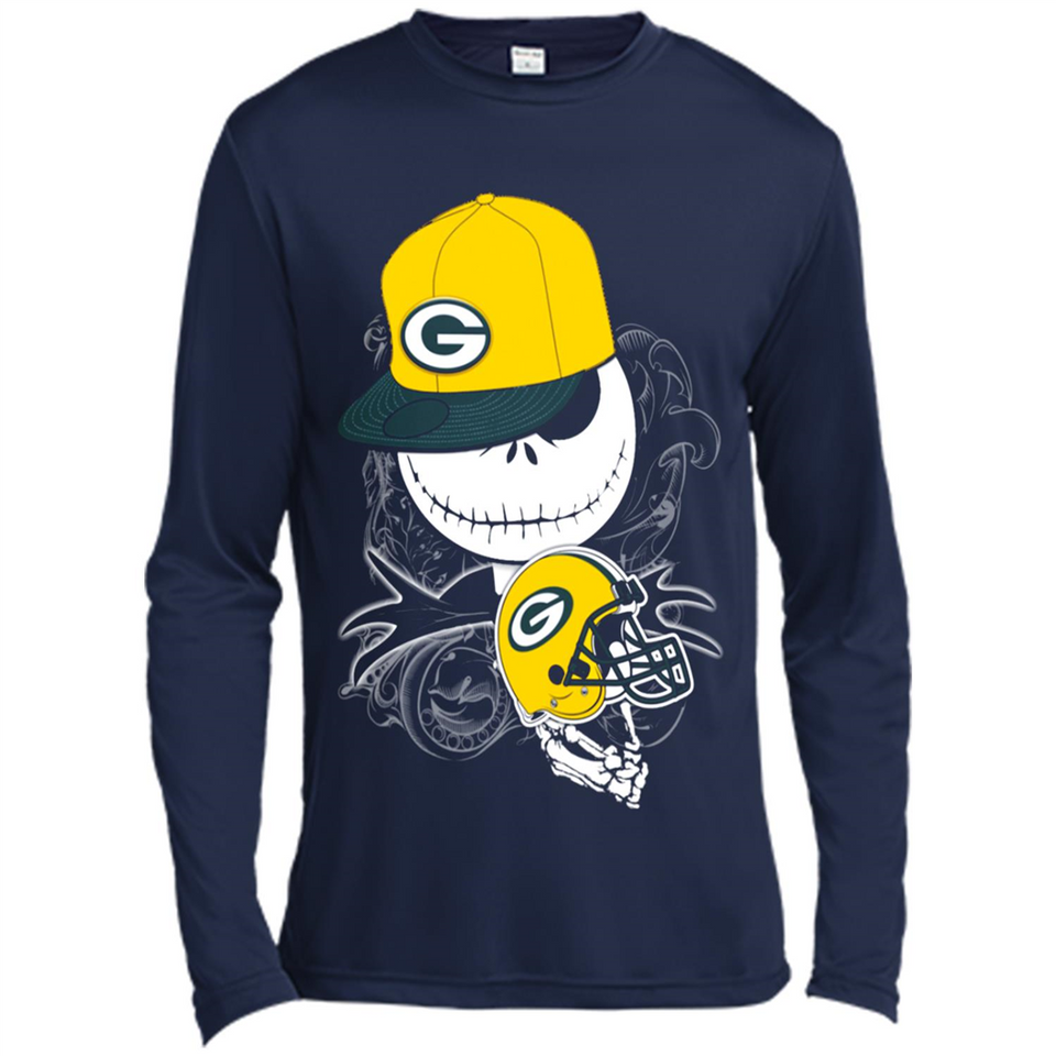 Jack Skellington The Nightmare Before Christmas-Packers Football - Canvas Long Sleeve T-Shirt