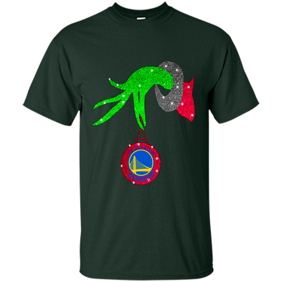 GRINCH HAND HOLDING GOLDEN STATE WARRIORS GLITTER CHRISTMAS PINGPONG