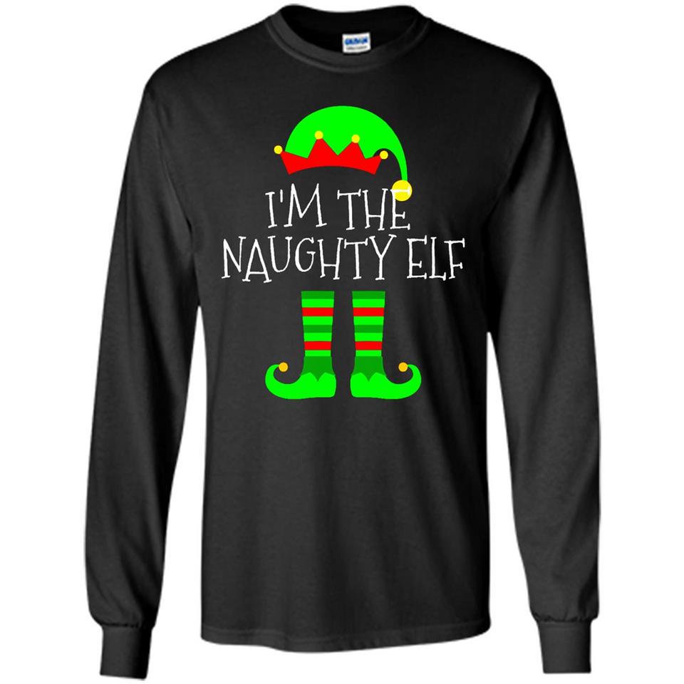 Matching Family Christmas Shirt Funny I'm The Naughty Elf Black mugs PINGPONG - Long Sleeve T-Shirt