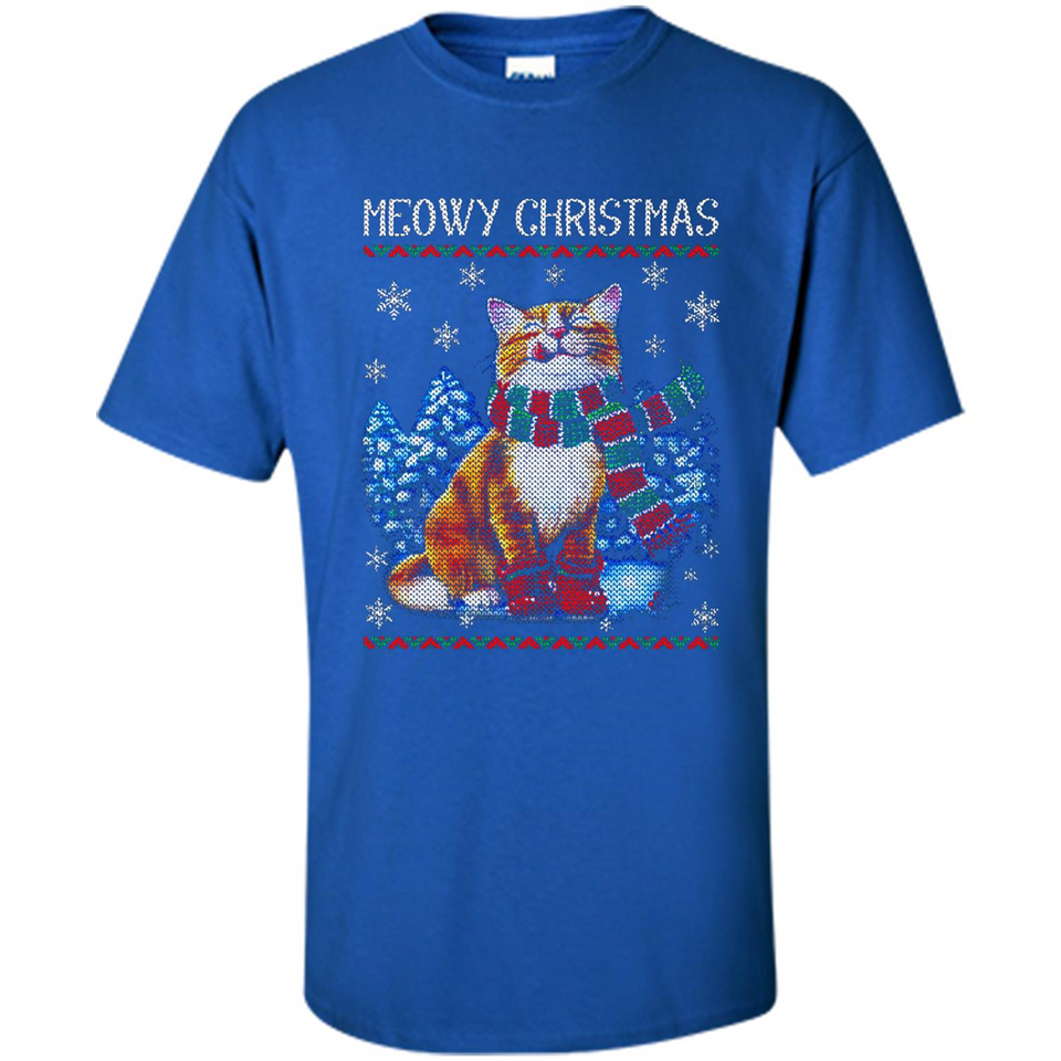 Christmas Ugly Sweater Cat With Christmas Meowy Chritstmas - Shirt