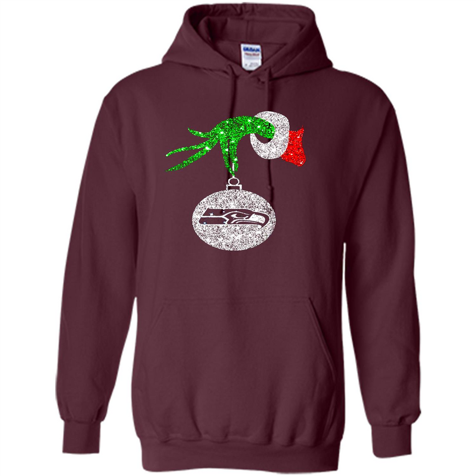Funny Seattle Seahawks Glitter Grinch Monogram Ornament Christmas Gift - Hoodie