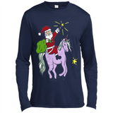 Distressed Retro Santa Riding Unicorn - Canvas Long Sleeve T-Shirt
