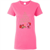 Snoopy Merry Christmas with Christmas tree T-Shirt - Ladies Short-Sleeve