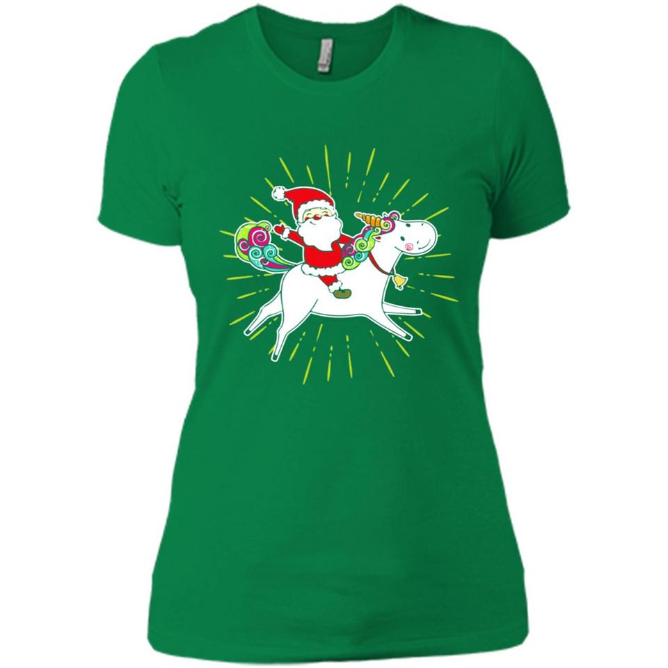 Unicorn And Santa Christmas - Ladies' Boyfriend T-Shirt