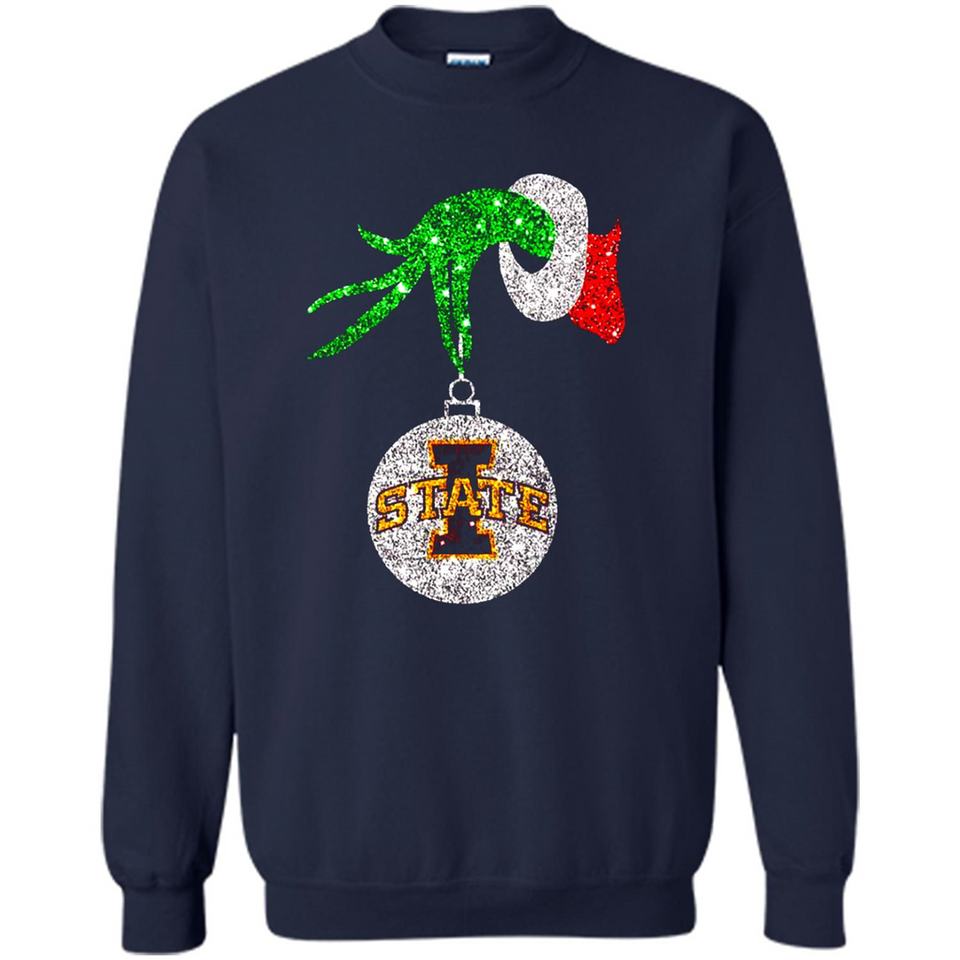 Amazing Iowa State Cyclones Glitter Grinch Monogram Ornament Christmas Gift - Sweatshirt