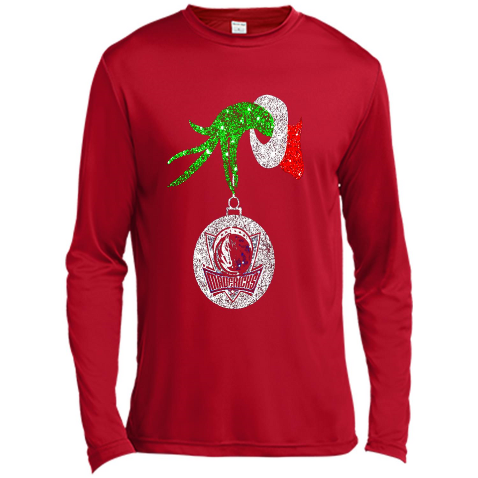 Amazing Dallas Mavericks Glitter Grinch Monogram Ornament Christmas Gift - Canvas Long Sleeve T-Shirt