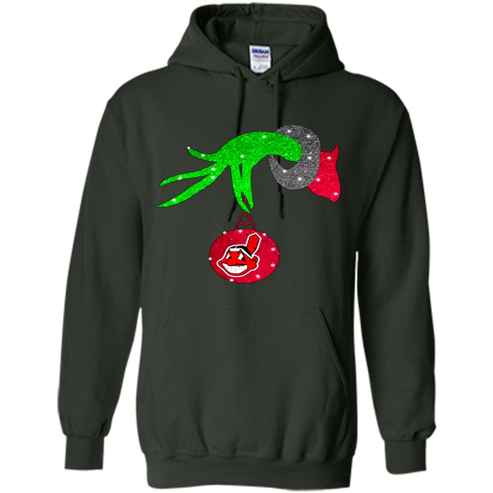 GRINCH HAND HOLDING CLEVELAND INDIANS GLITTER CHRISTMAS PINGPONG